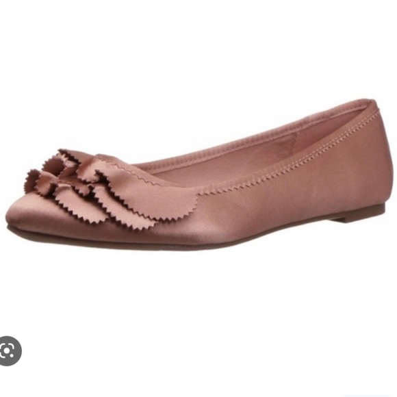 Report Shoes - REPORT BAILA satin ruffle trim ballet flats slip on shoes